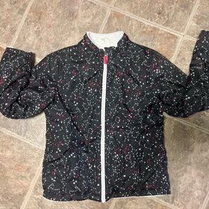 Girls Black Printed Lightweight Fleece Lined Coat Stars Constellations XL 14/16